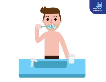 450x350 Happy Man Brushing His Teeth In The Bathroom People Healthy