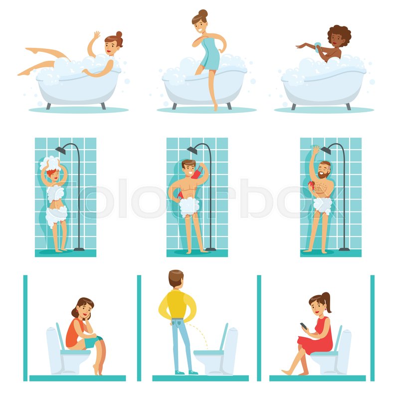 People In The Bathroom Doing Their Stock Vector Colourbox 800x800 People In The Bathroom Doing Their Stock Vector Colourbox