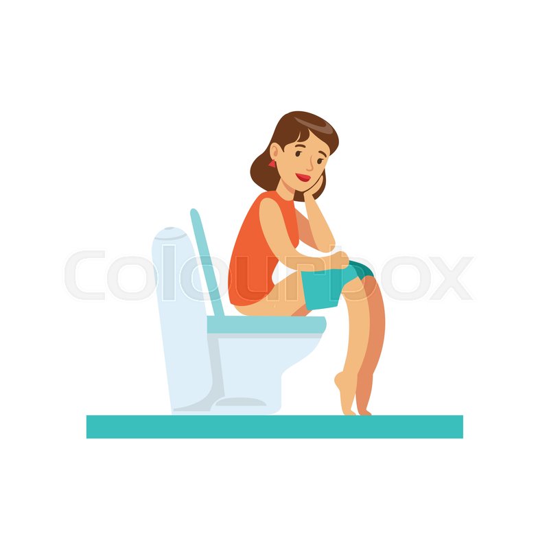 800x800 Woman Thinking Sitting On Toilet, Part Stock Vector Colourbox