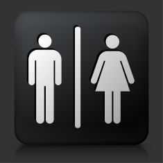 235x235 Black Square Button With Male And Female Bathroom Sign Vector Art