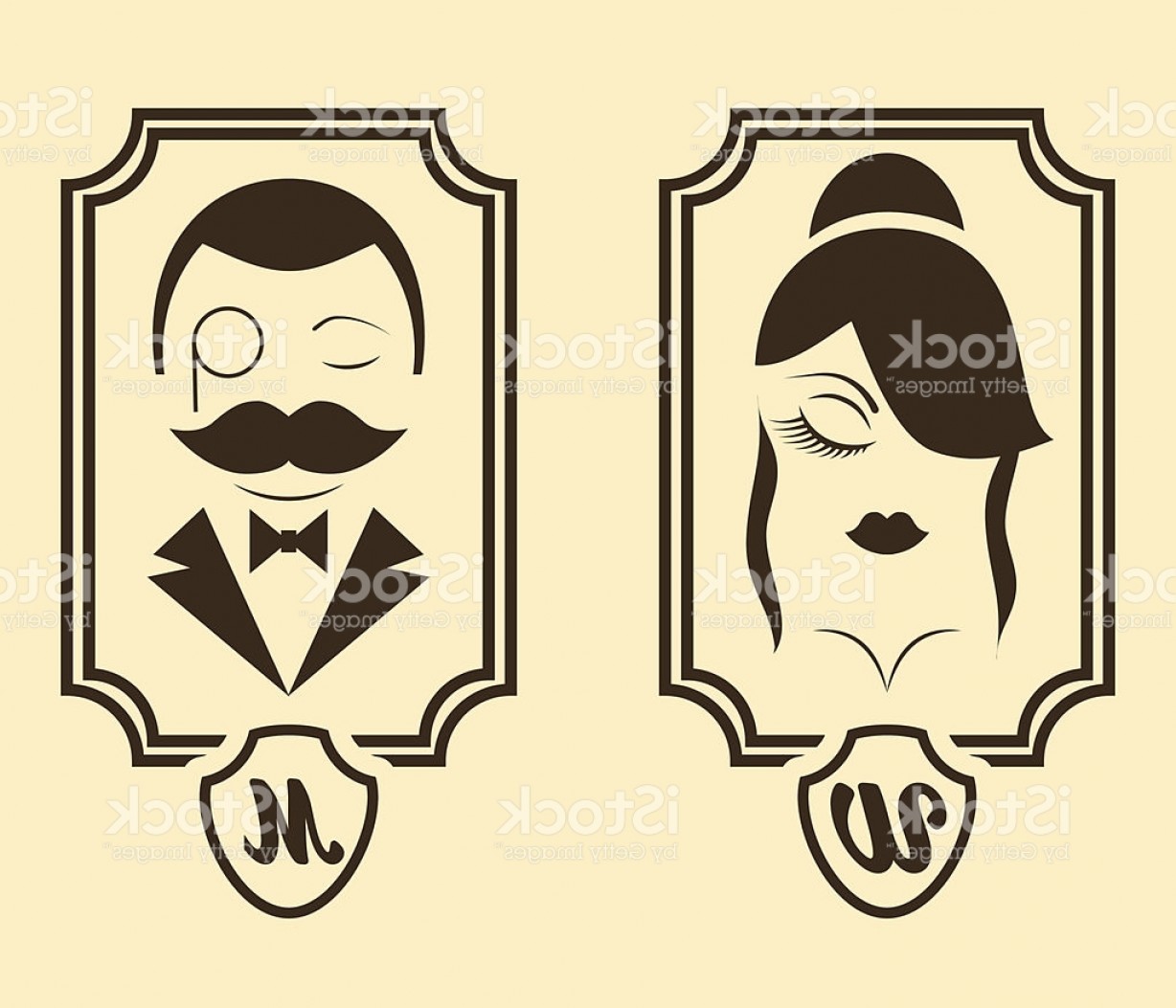 1228x1053 Vector Illustration Retro Style Man Woman Restroom Bathroom Sign
