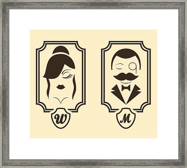 600x541 Vector Illustration Retro Style Man Woman Restroom Bathroom Sign