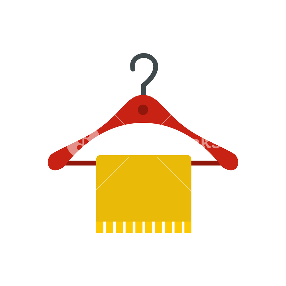 1000x1000 Hanger And Towel Icon In Flat Style Isolated On White Background