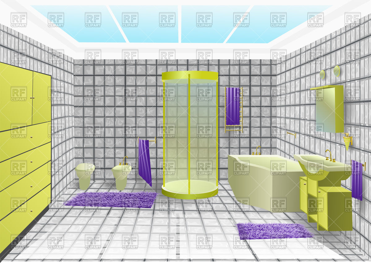 1200x853 Bathroom Interior With Green Sanitary Vector Image Of Architecture