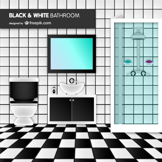 626x626 Black And White Bathroom Vector Free Vector Cartoon White