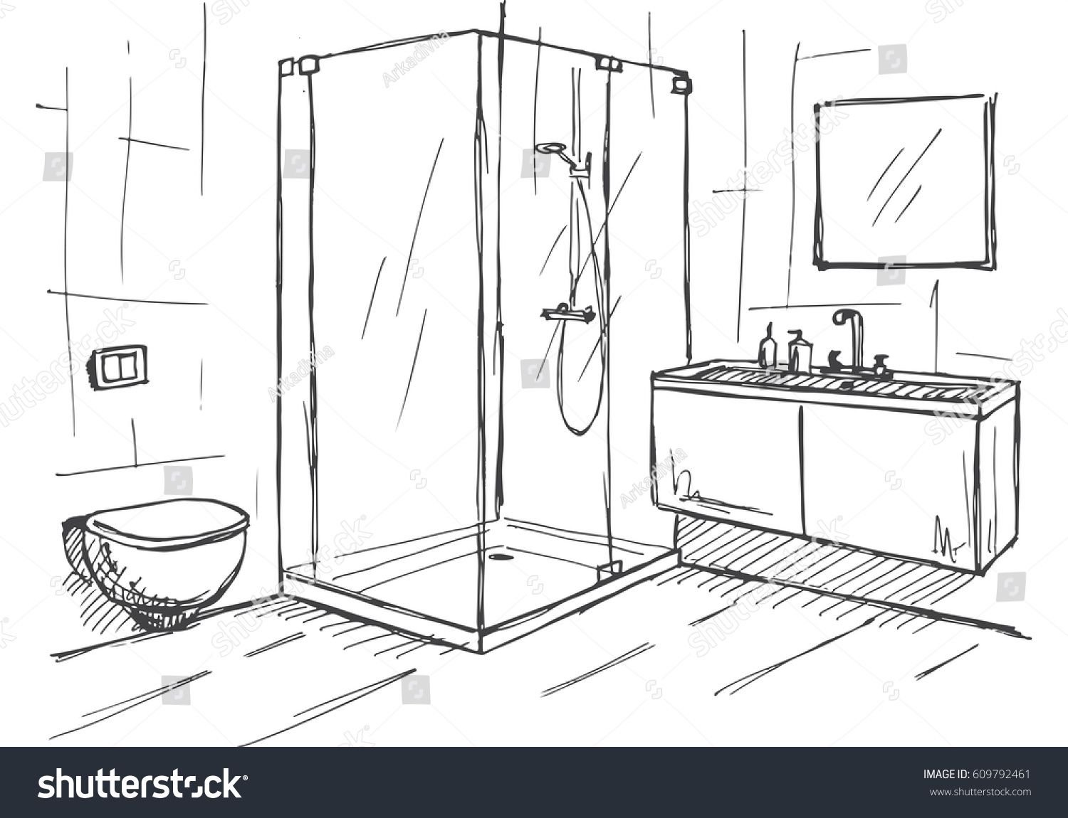 1500x1150 Hand Drawn Sketch Linear Sketch Of An Interior Part