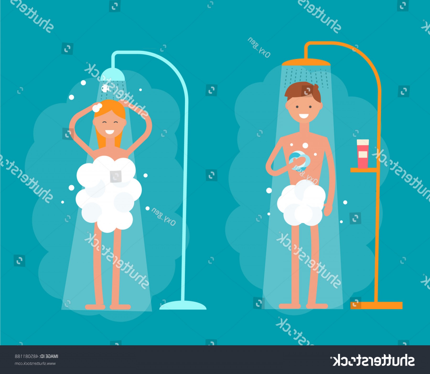 1800x1563 Man Woman Taking Shower Bathroom Vector Soidergi