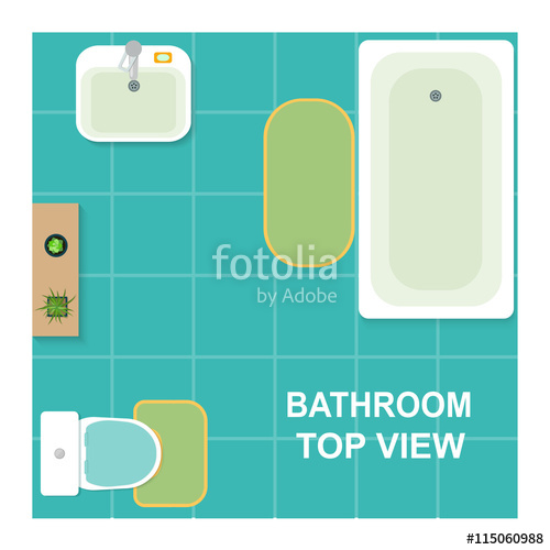 500x500 Set Of Furniture For Bathroom Top View Of Bathroom Vector Flat