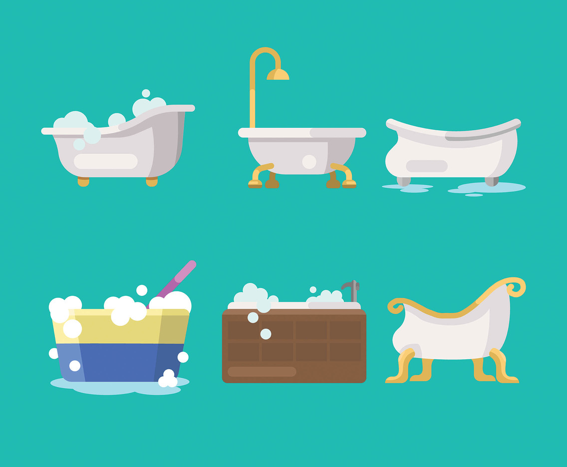 1136x936 Bathtub Vector In Flat Design Vector Art Graphics