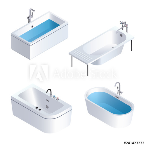 500x500 Bathtub Icon Set Isometric Set Of Bathtub Vector Icons For Web