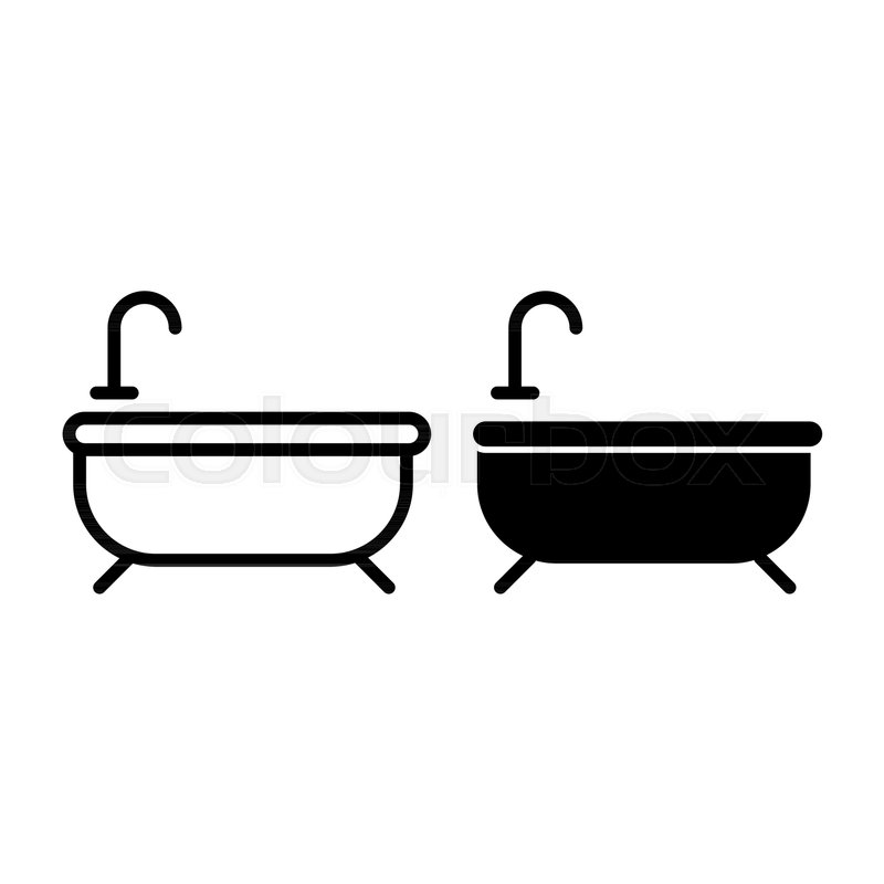 800x800 Bath Line And Glyph Icon Bathtub Stock Vector Colourbox