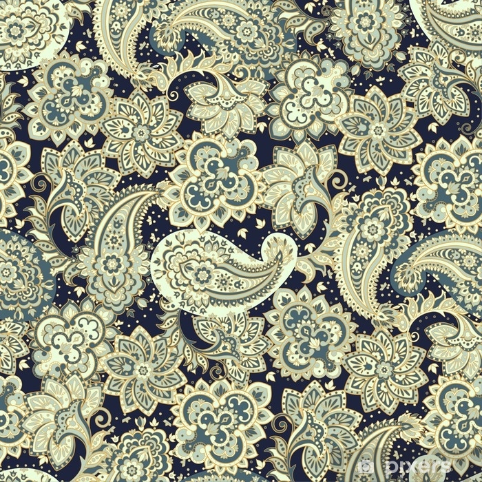 700x700 Paisley Vector Seamless Pattern Fantastic Flower, Leaves Batik