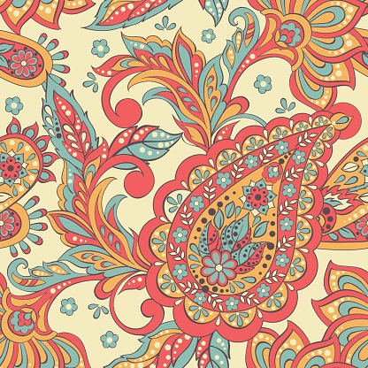 416x416 Vintage Pattern In Indian Batik Seamless Floral Vector Background