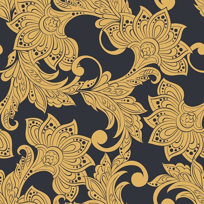 416x416 Vintage Pattern In Indian Batik Floral Vector Background Stock