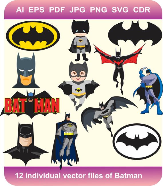 570x653 Batman Vector Image Download Batman Download Etsy