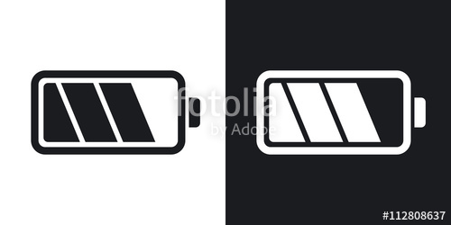 500x250 Battery Icon, Stock Vector Two Tone Version On Black And White