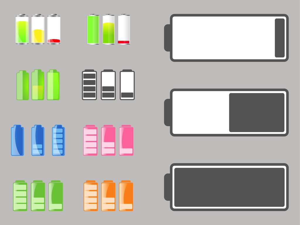1024x768 Battery Life Icons Vector Art Graphics