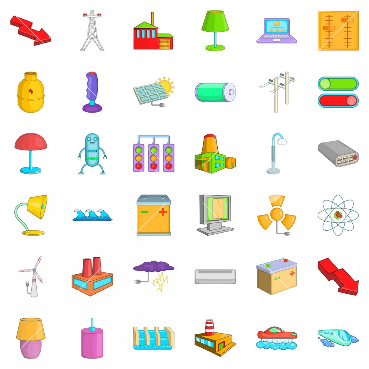 Electricity Battery Icons Set Cartoon Style Of Electricity Battery 1200x1200 Electricity Battery Icons Set Cartoon Style Of Electricity Battery