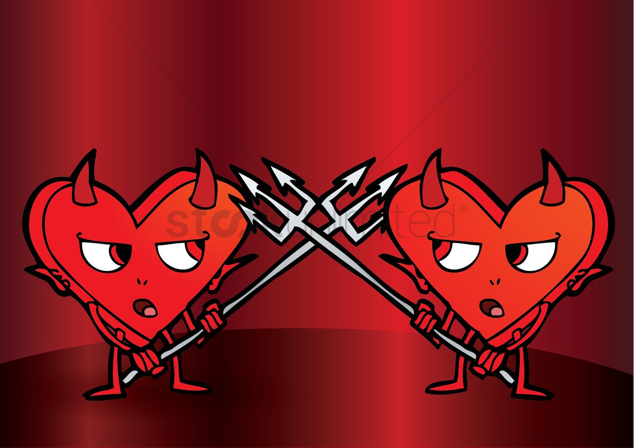 1300x919 Free Two Cartoon Devils On A Battle Vector Image