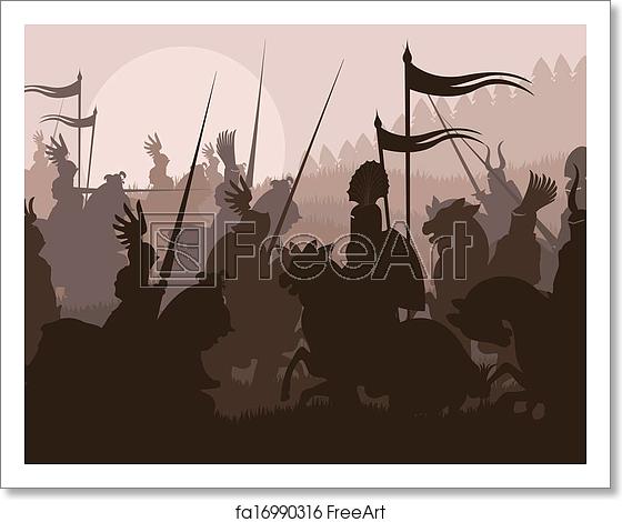 560x470 Free Art Print Of Medieval Knights In Battle Vector Background