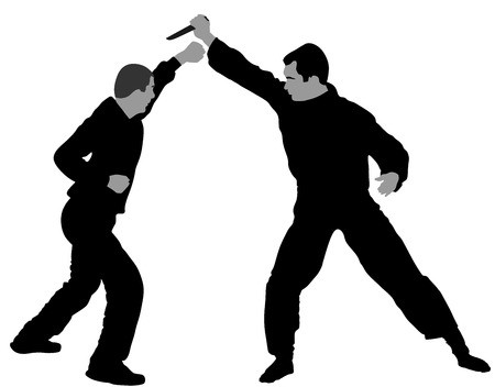 450x352 Self Defense Battle Vector Silhouette Illustration Man Fighting