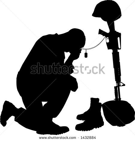 450x469 Black And White Vector Silhouette Graphic Depicting A Soldier