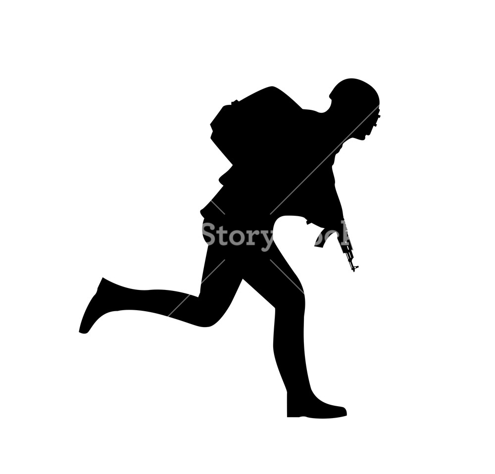 1000x958 Silhouette Of A Running Soldier, Pubg Player In Uniform