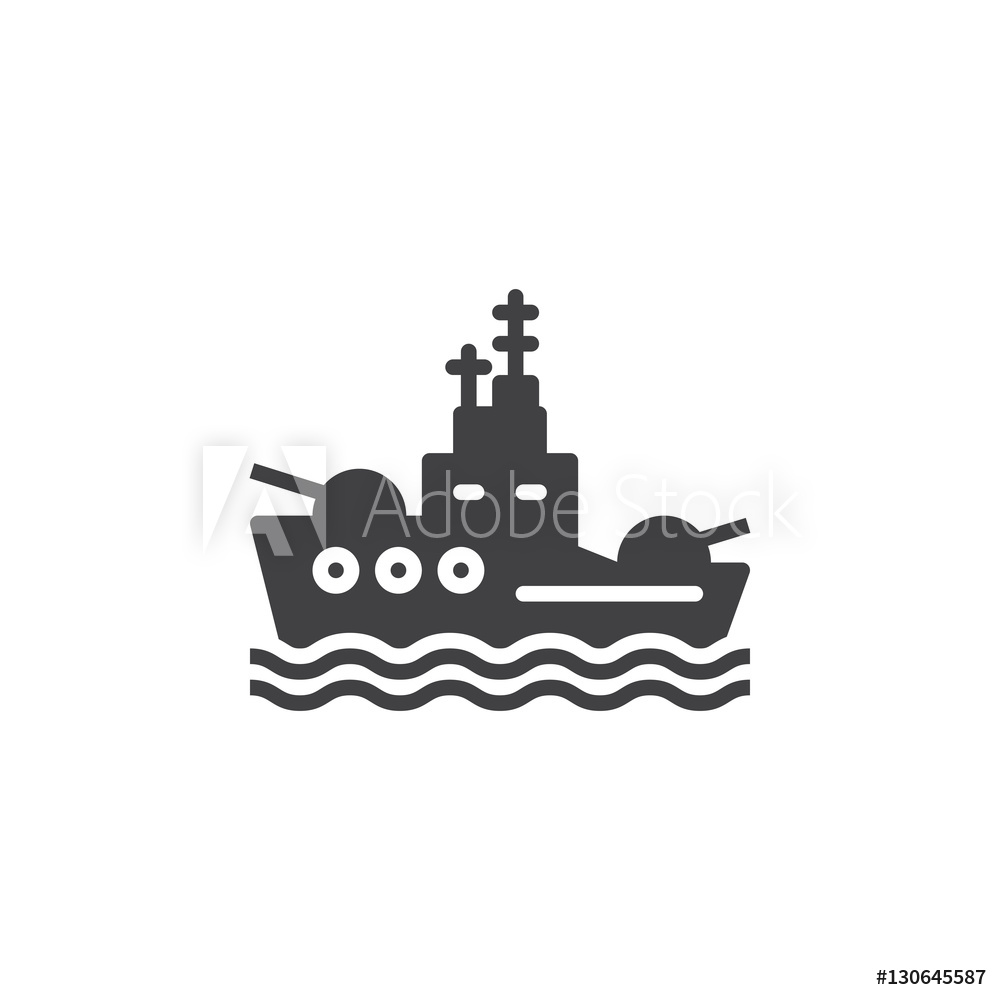 1000x1000 Photo Art Print Battleship Icon Vector, Filled Flat Sign, Solid