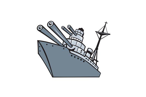 580x387 Vector Gun Cartoon Battleship With Big Guns