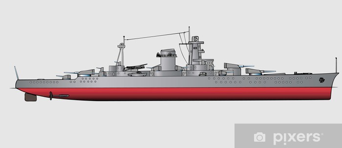 700x303 Vector Illustration Of Battleship Wall Mural