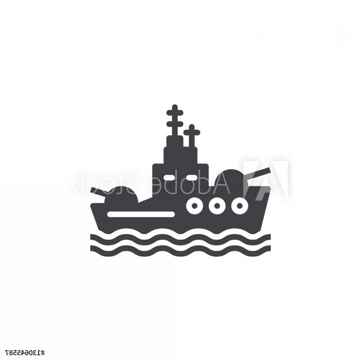 1200x1200 Battleship Icon Vector Filled Flat Sign Solid Pictogram Isolated