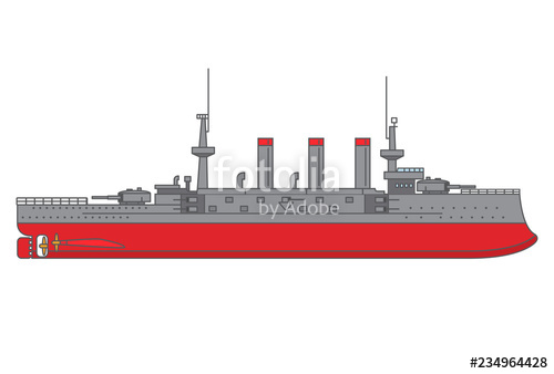 500x338 Naval Battleship Against The Background Of The City In Flat Style