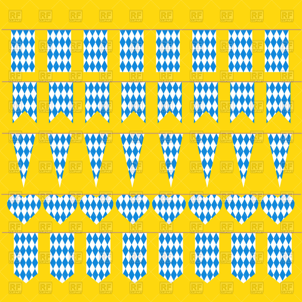 1200x1200 Set F Pennants For Oktoberfest With Bavarian Flag Pattern Vector