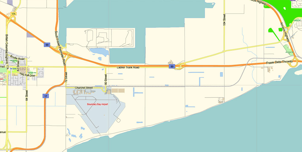 1000x506 Vancouver Vector Map Large Long Area Editable Adobe Illustrator