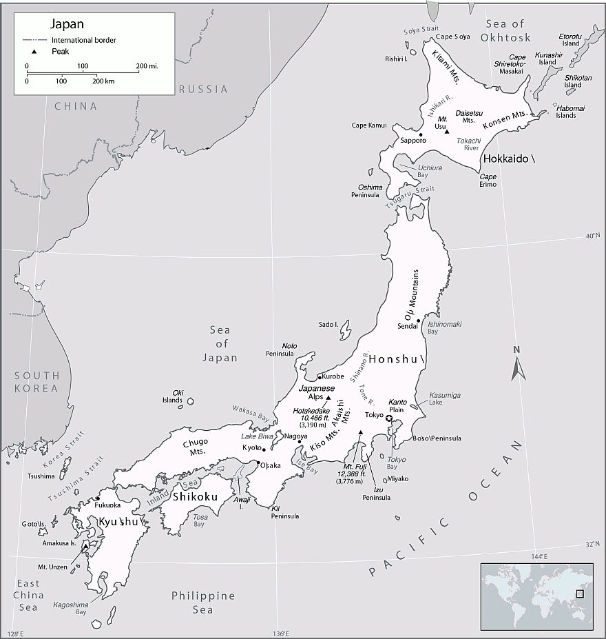 880x927 Japan Black White Vector Map
