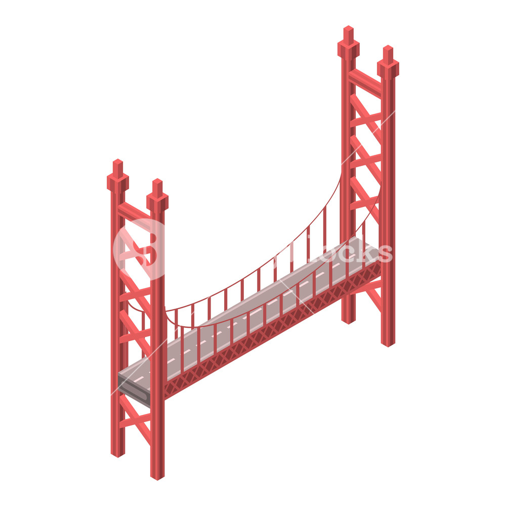 1000x1000 Red Bridge Icon Isometric Of Red Bridge Vector Icon For Web