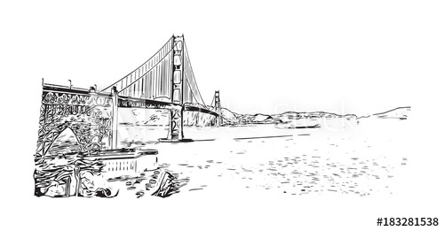 500x261 Sketch Of The Golden Gate Bridge Is A Suspension Bridge Spanning