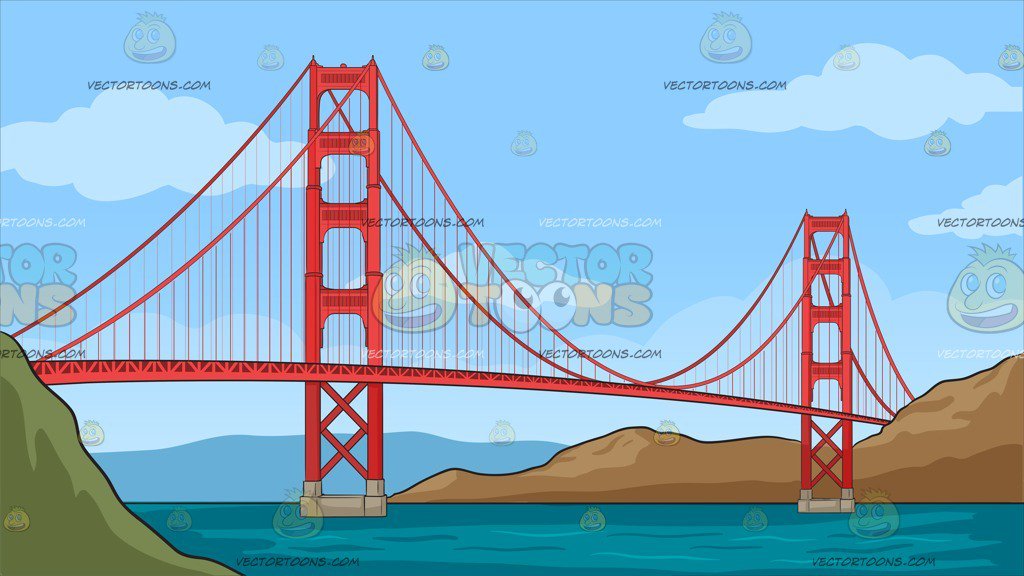 1024x576 The Golden Gate Bridge Background Clipart Cartoons