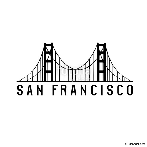 500x500 Golden Gate Bridge In San Francisco Vector Design Illustration
