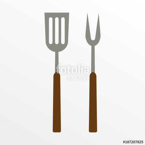 500x500 Bbq Or Grill Tools Icon Barbecue Fork With Spatula Vector