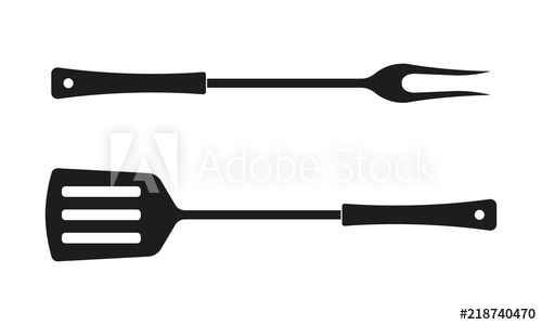 500x300 Spatula And Fork Icon Bbq And Grill Tools Barbecue Utensil