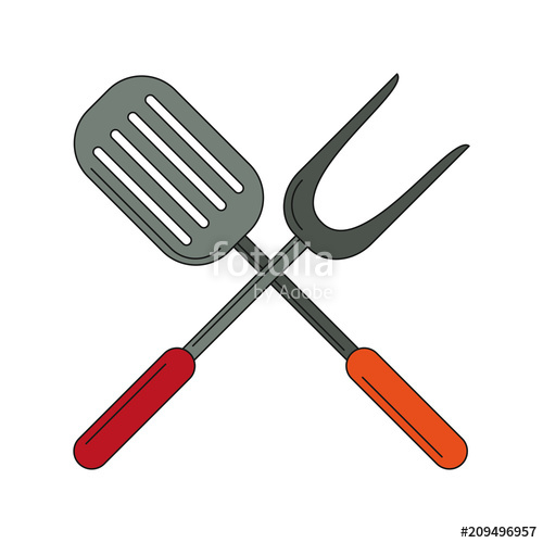 500x500 Turner And Bbq Fork Vector Illustration Graphic Design Stock