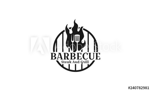500x300 Barbecue Restaurant Logo, Poster Bbq Trendy Logo With Barbecue