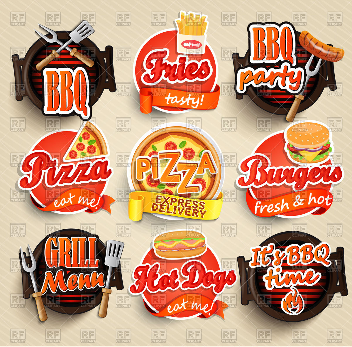 1200x1182 Fast Food And Bbq Grill Design Elements Vector Image Of Food