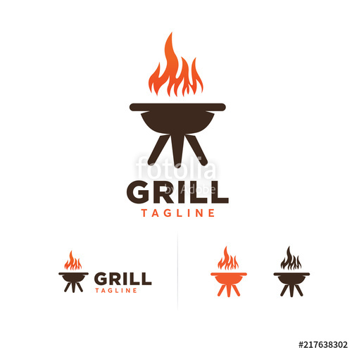 500x500 Simple Grill Logo Designs Concept Vector, Bbq Logo Symbol Stock