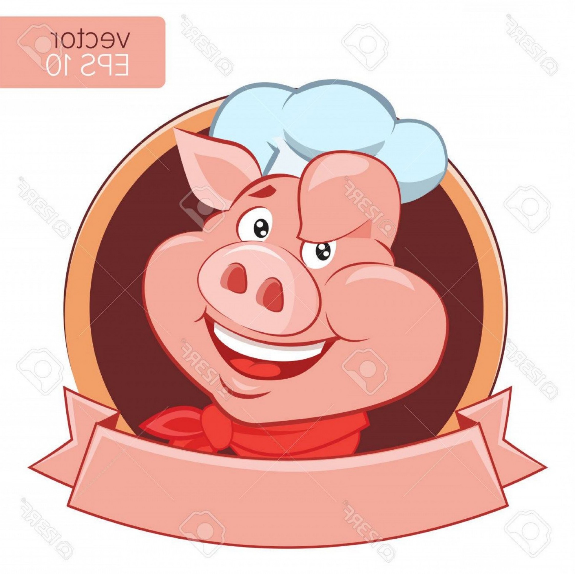 2246x2242 Photostock Vector Happy Pig Chef Head Cartoon Vector Illustration