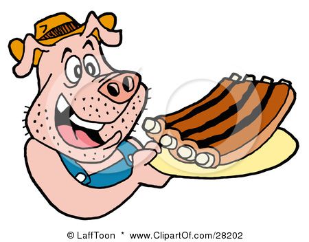 Happy Cartoon Pig Walking Away With Plate Full Of Bbq Ribs! This 450x352 Happy Cartoon Pig Walking Away With Plate Full Of Bbq Ribs! This