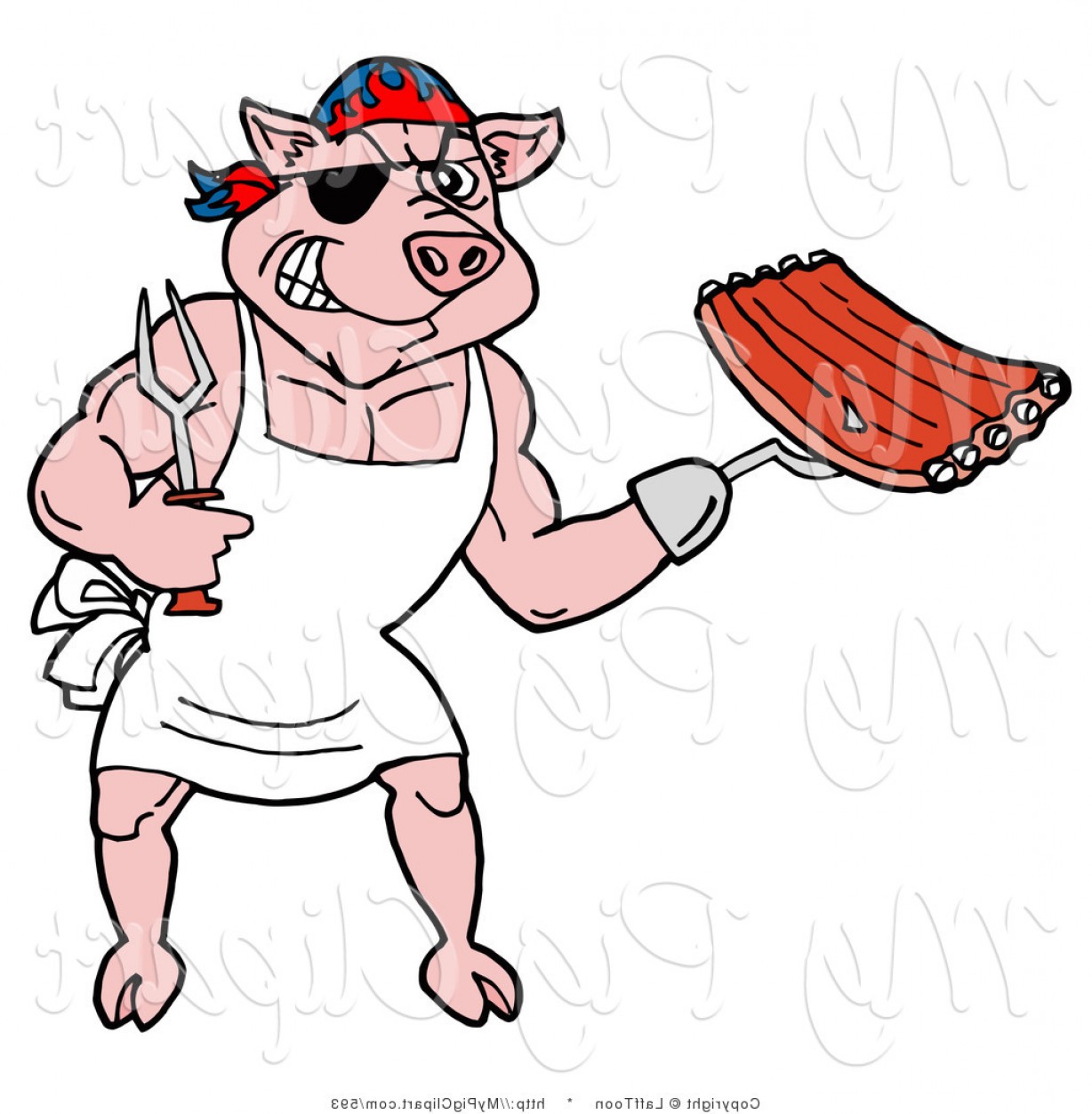 Vector Swine Clipart Of A Bbq Pirate Pig Holding Ribs 1228x1252 Vector Swine Clipart Of A Bbq Pirate Pig Holding Ribs