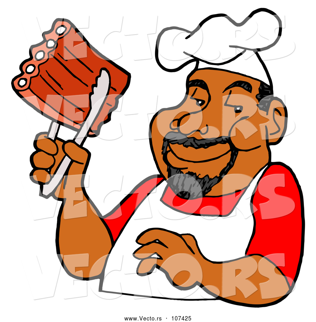 Vector Of Cartoon Happy Black Male Bbq Chef Holding Ribs 1024x1044 Vector Of Cartoon Happy Black Male Bbq Chef Holding Ribs