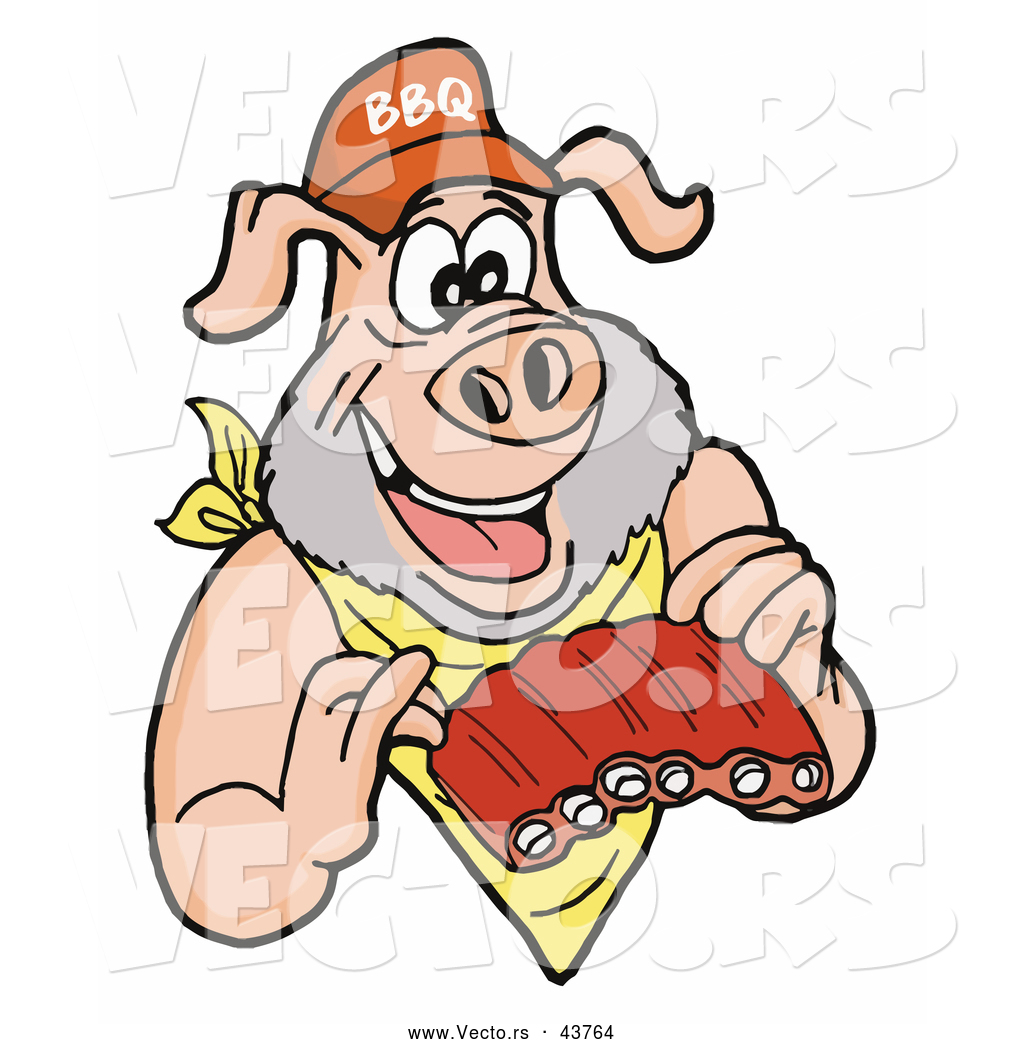 Vector Of A Happy Cartoon Pig Holding Bbq Ribs While Smiling 1024x1044 Vector Of A Happy Cartoon Pig Holding Bbq Ribs While Smiling